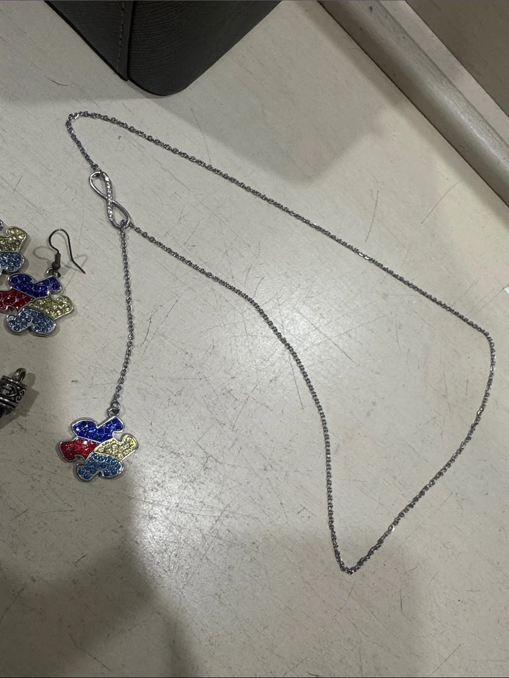 Multicolor Puzzle Charm Jewelry Set - Silver Tone